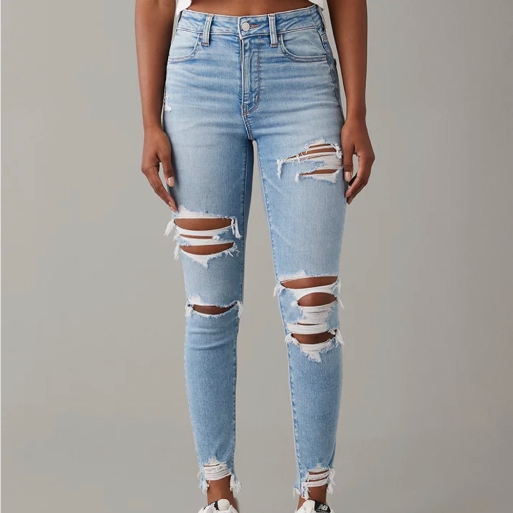 AE Next Level Ripped Super High-Waisted Jegging in BLACK